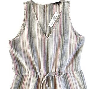 Drew Linen Sleeveless Striped Jumpsuit